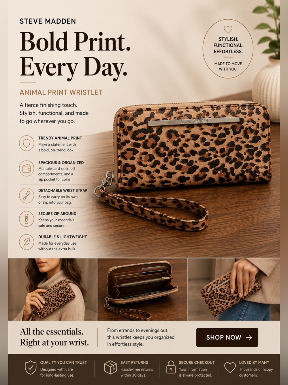 Steve Madden Animal Print Wristlet